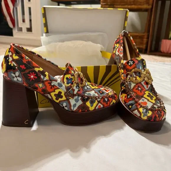 Circus NY by Sam Edelman Multicolored 60's Susie Platform Block-Heel Loafers- 8 - Picture 5 of 11